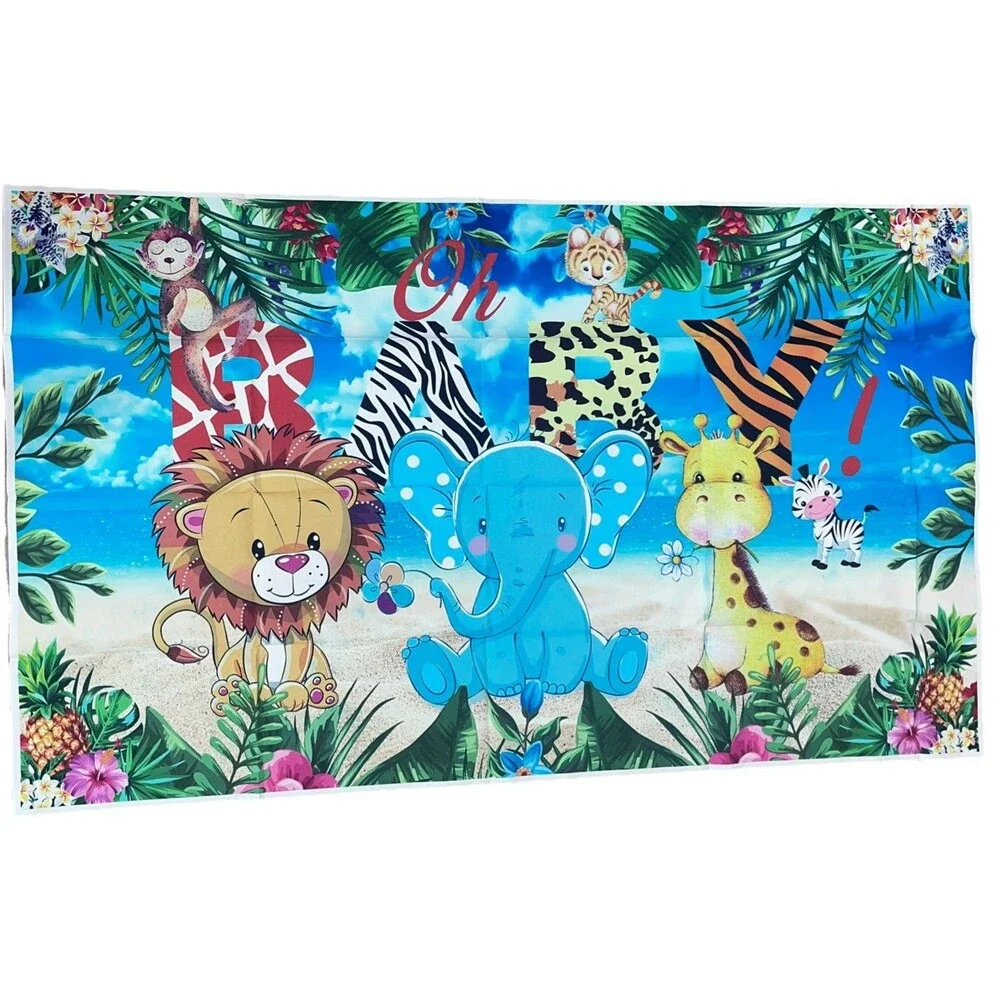 Jungle-themed Backdrop for Baby Shower Birthday Party Decorations 5x3